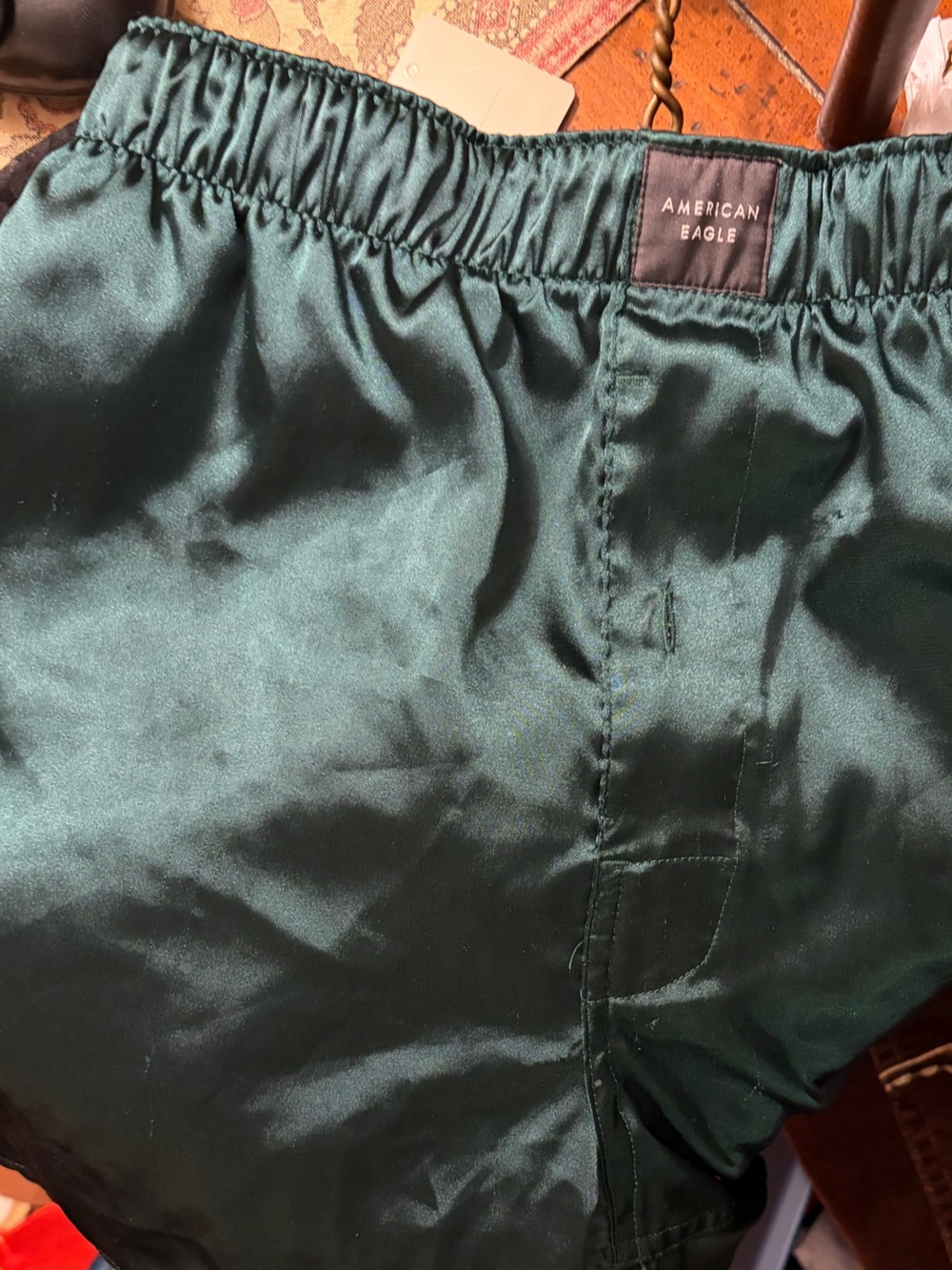Men's Forest Green Boxer Shorts / pajama shorts - Classic silky feel GUC